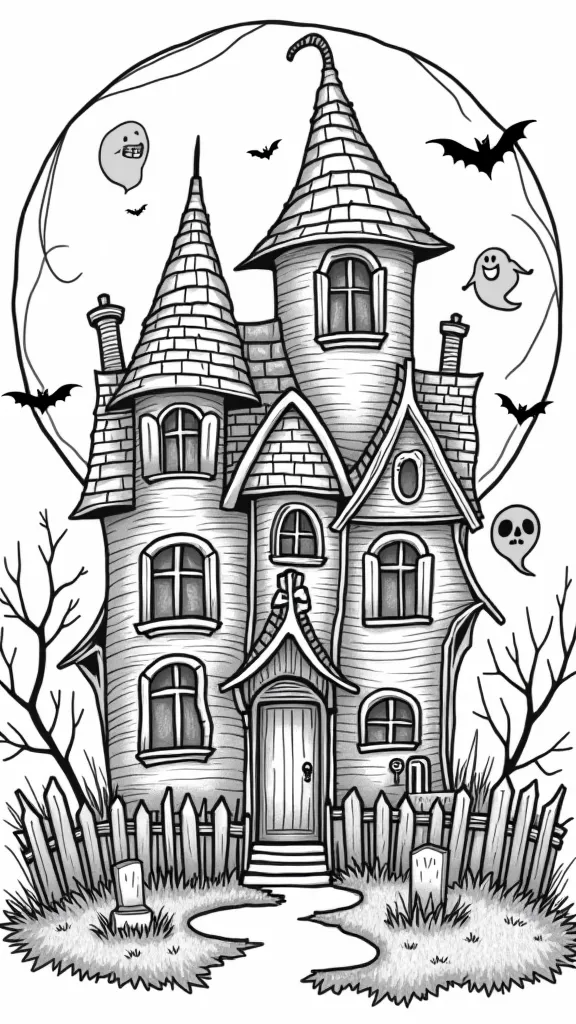 haunted house printable coloring pages